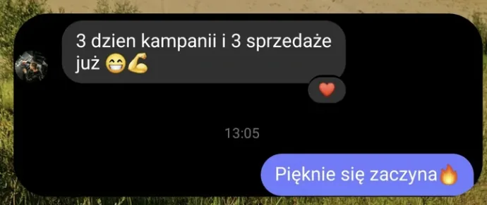 Wiadomość od klienta: trzeci dzień kampanii i trzy sprzedaże