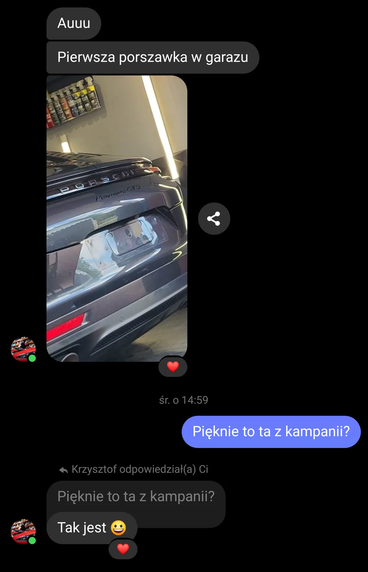 Wiadomość od klienta: pierwsza porszawka w garażu po kampanii